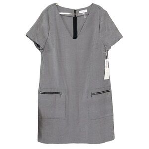 1.State Chevron Striped Herringbone Print Dress Black White Size 10